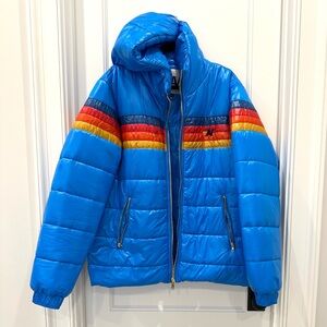 AVIATOR NATION 4 STRIPE LUXE TREKKER HOODIE JACKET- GLOSSY BLUE XL